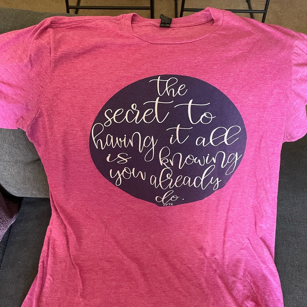 A beautiful tshirt with a great saying, only worn a few times!